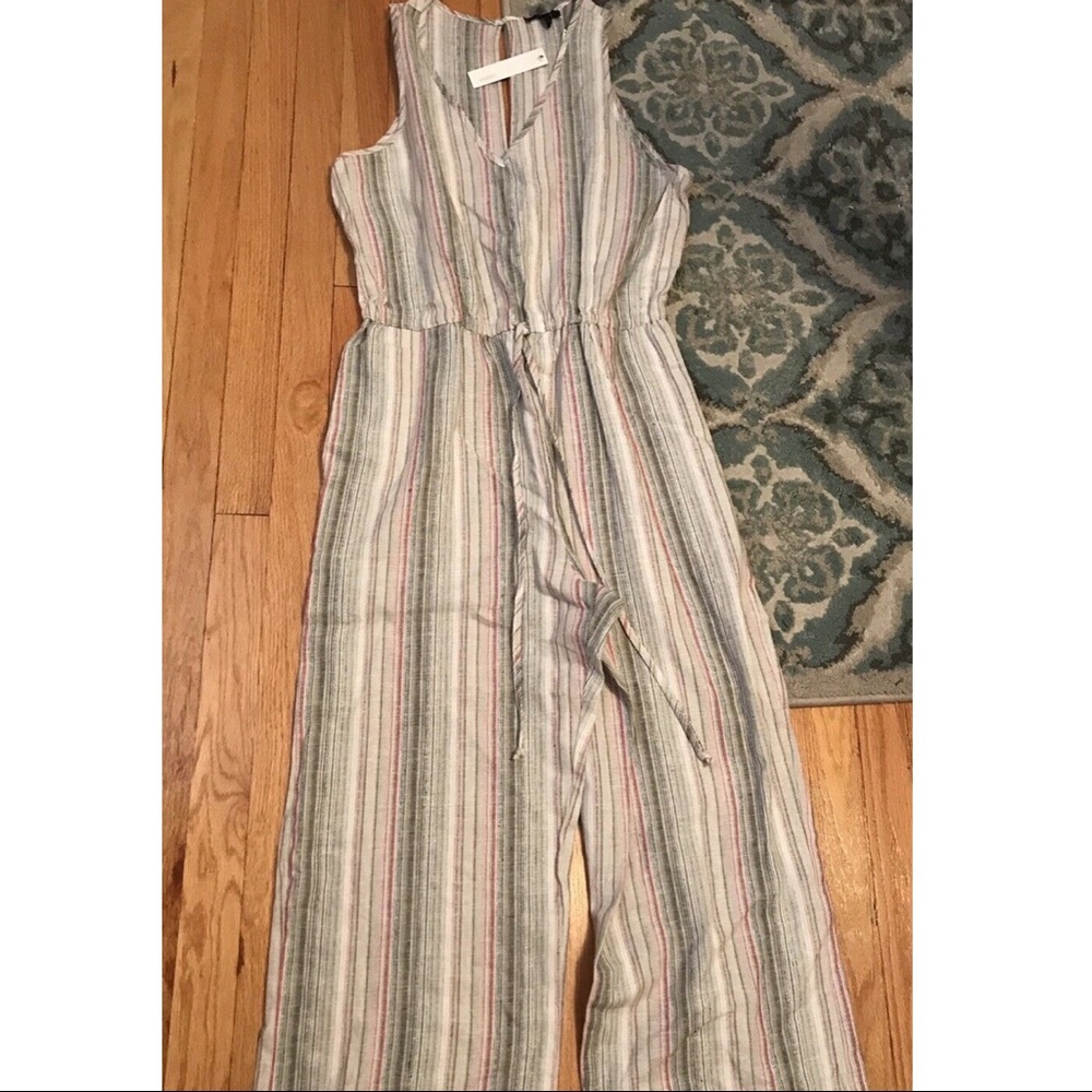 Drew Linen Jumpsuit Olive Anthropologie M NWT